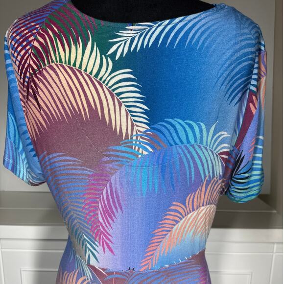 Soft Surroundings Anya Ombre Palms Maxi Dress Jersey Knit Size M Tropical Palms - Picture 8 of 12